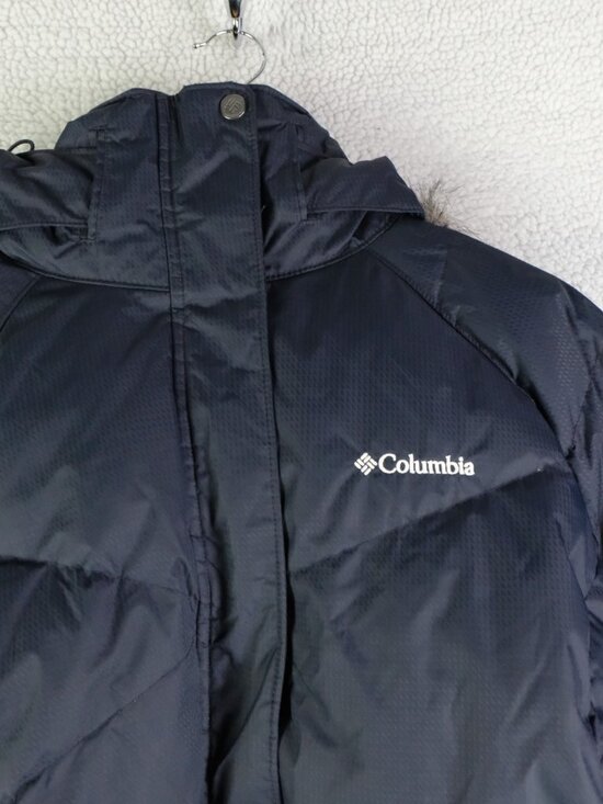 Columbia Winter Jacket Womens 2X Black Omni Heat Duck Down Fur Hood Pit Zip - Picture 2 of 13